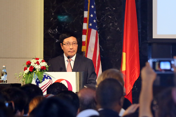 Phó Thủ tướng Phạm Bình Minh phát biểu tại Lễ kỷ niệm 20 năm bình thường hóa quan hệ ngoại giao Việt Nam-Hoa Kỳ.